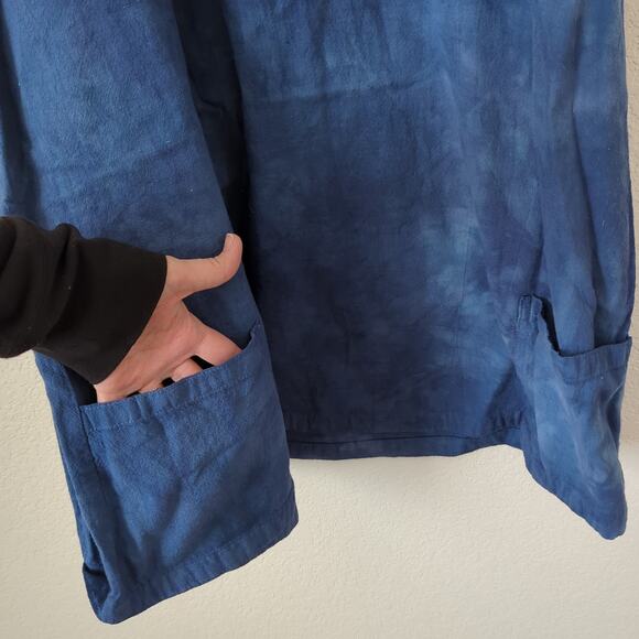 Color Me Cotton CMC Womens Dress Blue Tie Dye Floral Small Lagenlook Watercolor - Picture 3 of 7